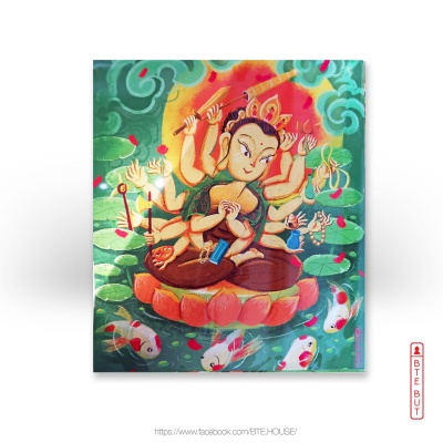 TRANH SƠN MÀI DÁT BẠC - PHẬT MẪU CHUẨN ĐỀ